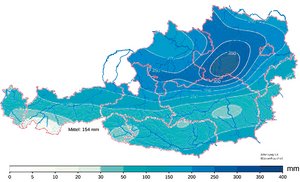 Die Niederschlagsmengen, die zwischen dem 12. und 16. September 2024 zur Katastrophe führten. (Grafik: BM für Land- und Forstwirtschaft)